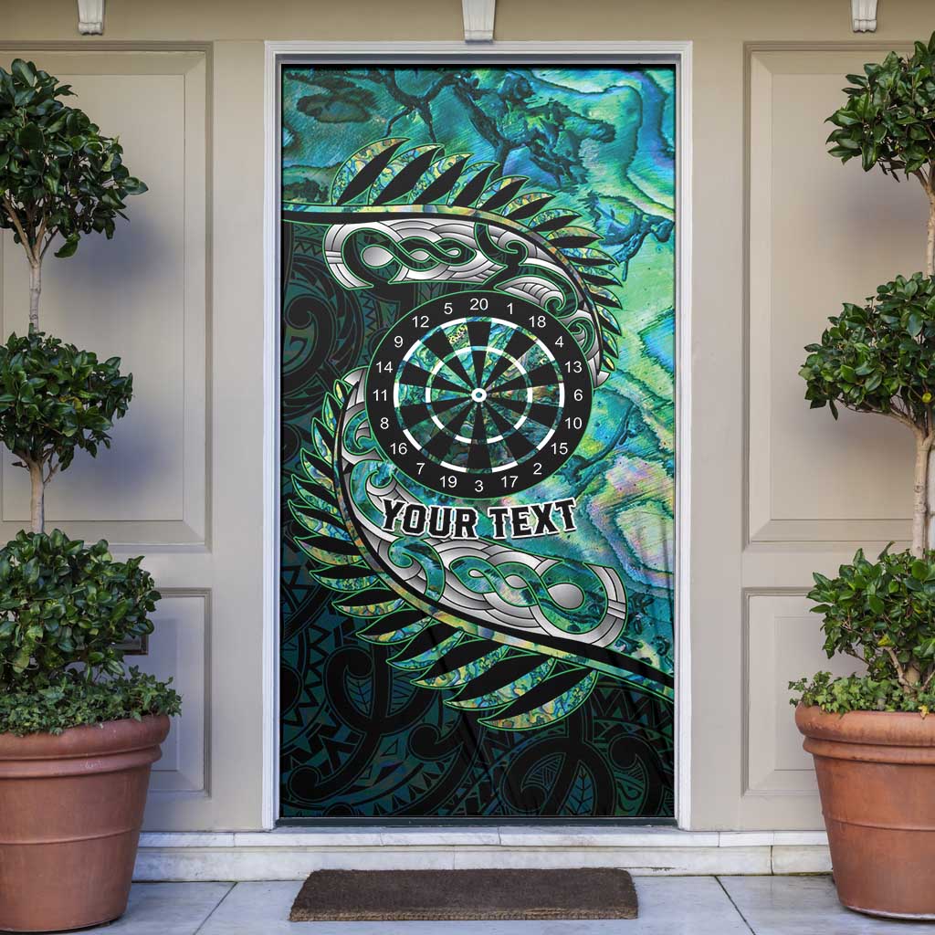 New Zealand Darts Personalised Door Cover Aotearoa Silver Fern Green Papua Shell Spirit - Polynesian Pride