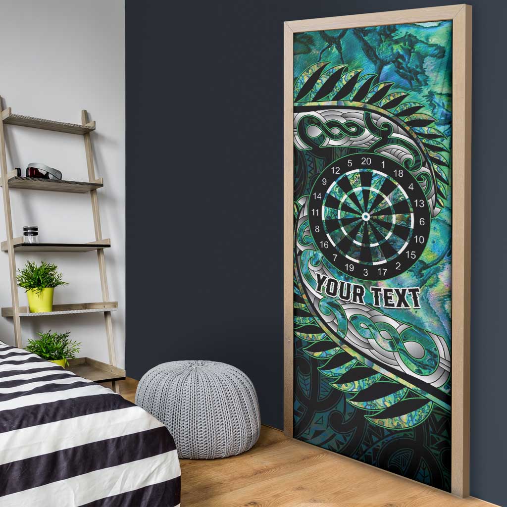New Zealand Darts Personalised Door Cover Aotearoa Silver Fern Green Papua Shell Spirit - Polynesian Pride