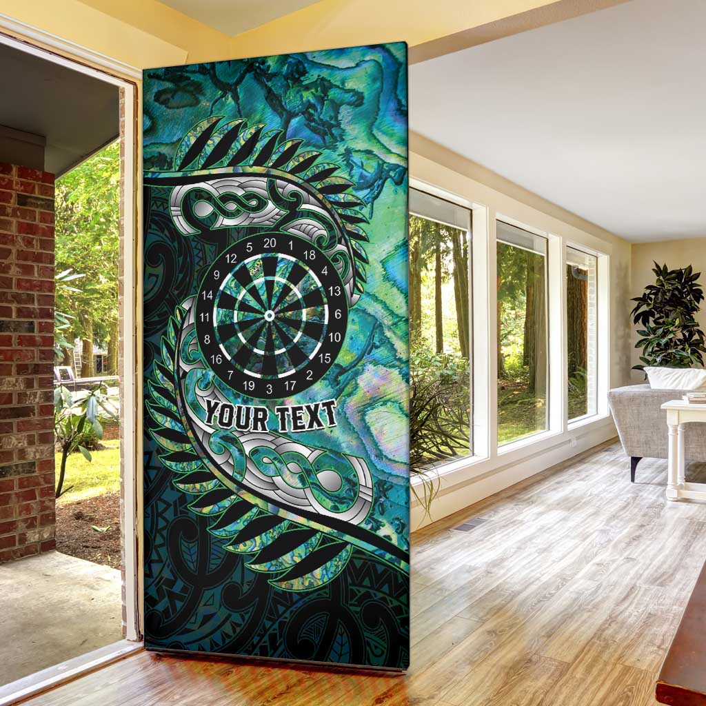New Zealand Darts Personalised Door Cover Aotearoa Silver Fern Green Papua Shell Spirit - Polynesian Pride