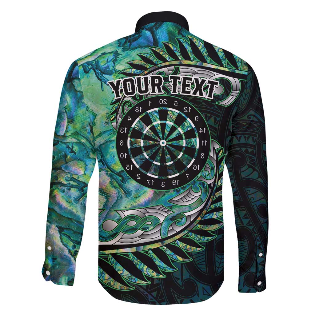 New Zealand Darts Personalised Family Matching Long Sleeve Bodycon Dress and Hawaiian Shirt Aotearoa Silver Fern Green Papua Shell Spirit