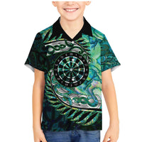 New Zealand Darts Personalised Family Matching Mermaid Dress and Hawaiian Shirt Aotearoa Silver Fern Green Papua Shell Spirit