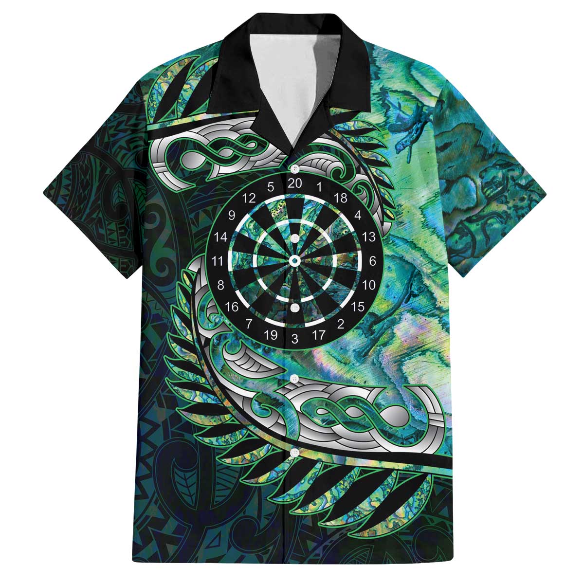 New Zealand Darts Personalised Family Matching Off The Shoulder Long Sleeve Dress and Hawaiian Shirt Aotearoa Silver Fern Green Papua Shell Spirit