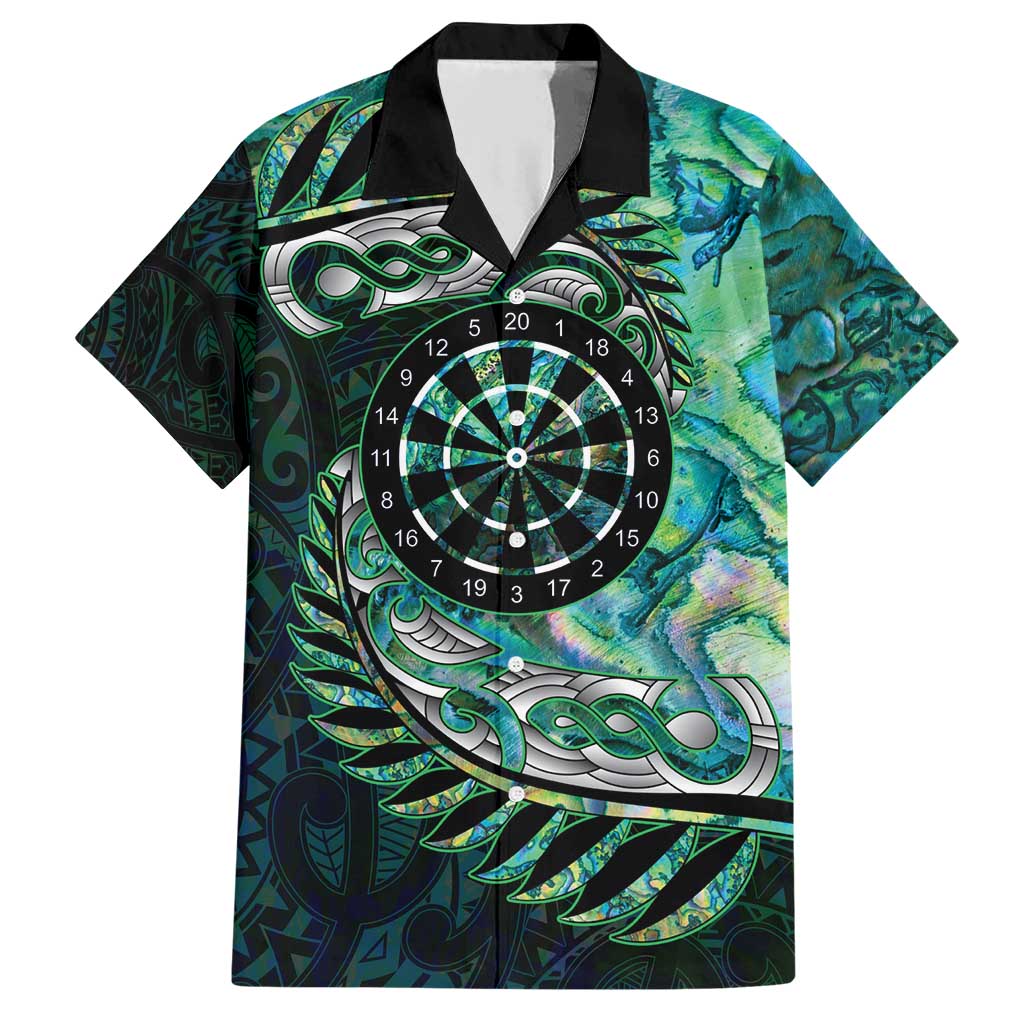 New Zealand Darts Personalised Family Matching Short Sleeve Bodycon Dress and Hawaiian Shirt Aotearoa Silver Fern Green Papua Shell Spirit