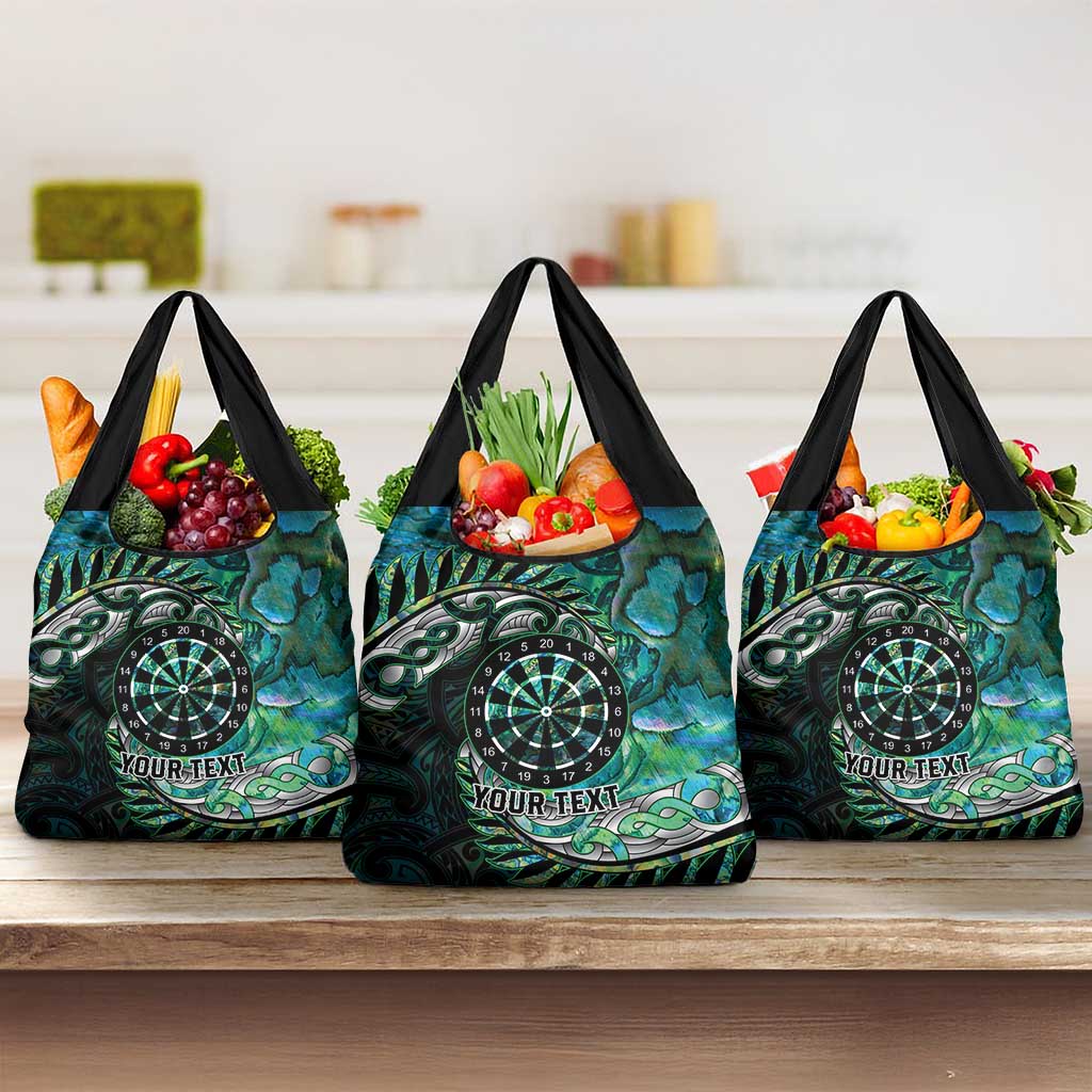 New Zealand Darts Personalised Grocery Bag Aotearoa Silver Fern Green Papua Shell Spirit