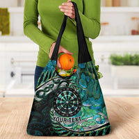 New Zealand Darts Personalised Grocery Bag Aotearoa Silver Fern Green Papua Shell Spirit