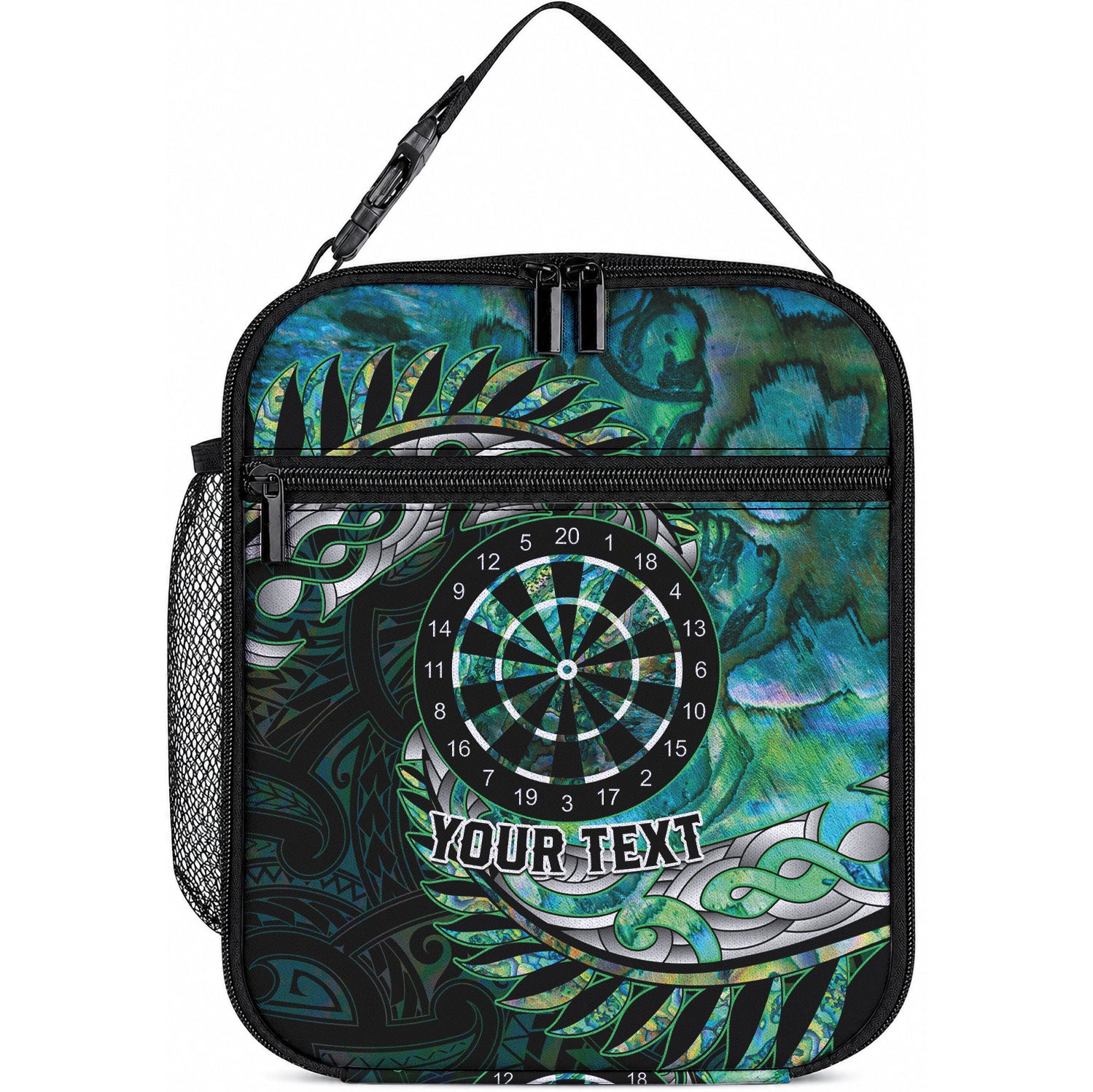 New Zealand Darts Personalised Lunch Bag Aotearoa Silver Fern Green Papua Shell Spirit LT9 10.2 × 8.3 × 4.3 inch Green - Polynesian Pride