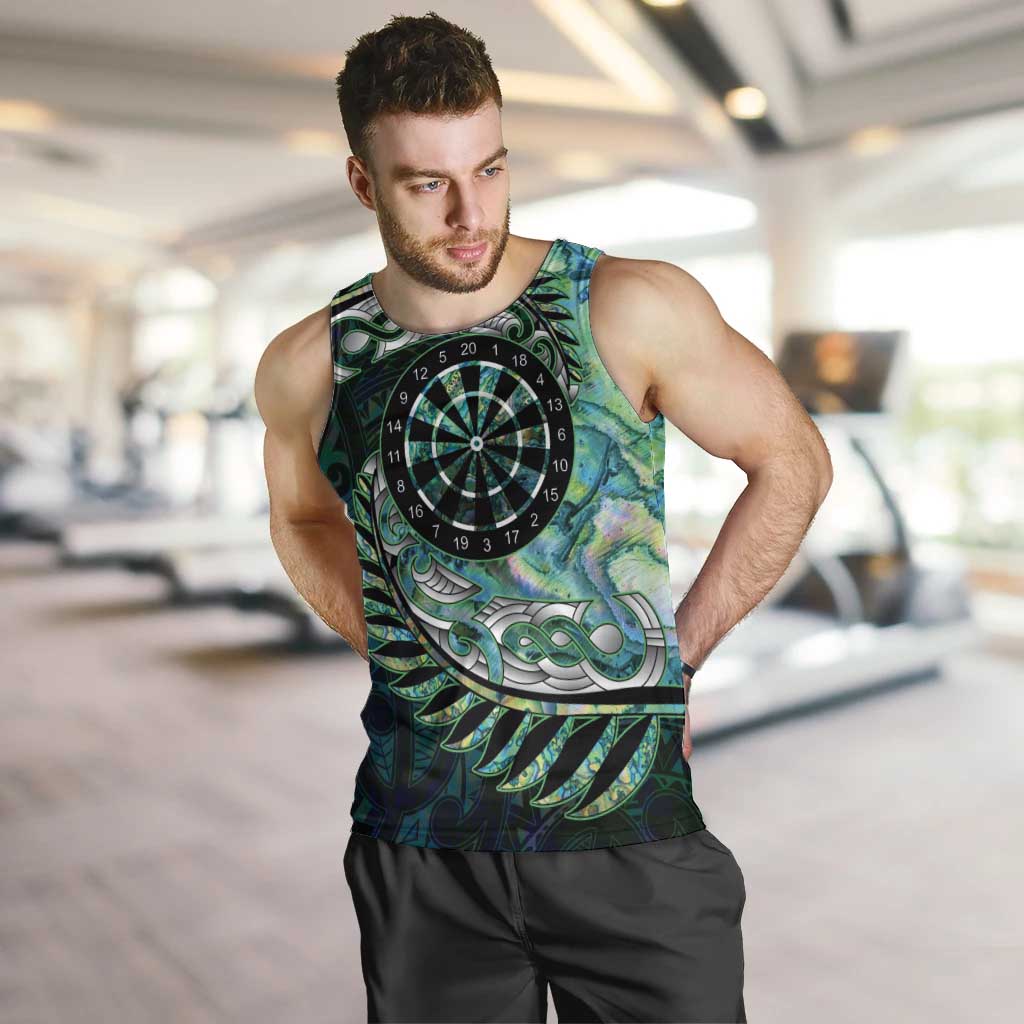 New Zealand Darts Personalised Men Tank Top Aotearoa Silver Fern Green Papua Shell Spirit LT9 Green - Polynesian Pride