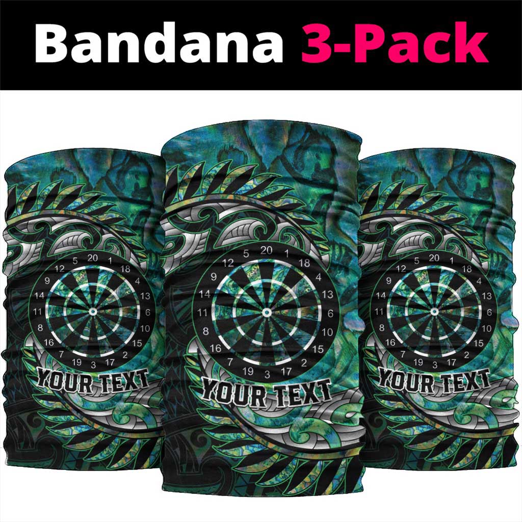 New Zealand Darts Personalised Neck Gaiter Aotearoa Silver Fern Green Papua Shell Spirit - Polynesian Pride