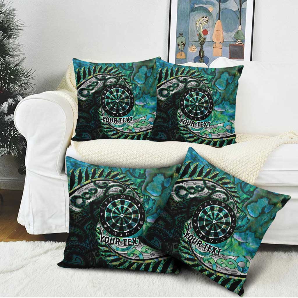 New Zealand Darts Personalised Pillow Cover Aotearoa Silver Fern Green Papua Shell Spirit - Polynesian Pride