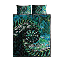 New Zealand Darts Personalised Quilt Bed Set Aotearoa Silver Fern Green Papua Shell Spirit