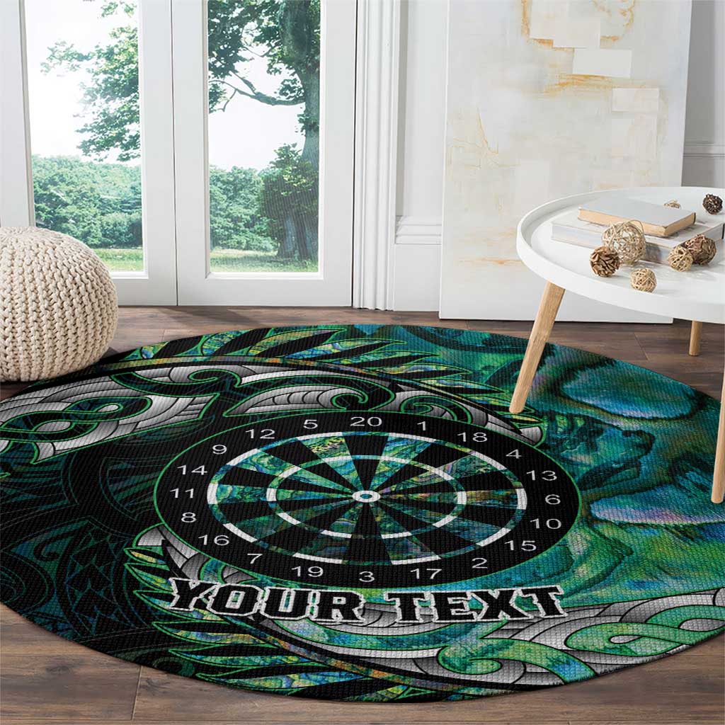 New Zealand Darts Personalised Round Carpet Aotearoa Silver Fern Green Papua Shell Spirit