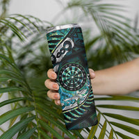 New Zealand Darts Personalised Skinny Tumbler Aotearoa Silver Fern Green Papua Shell Spirit