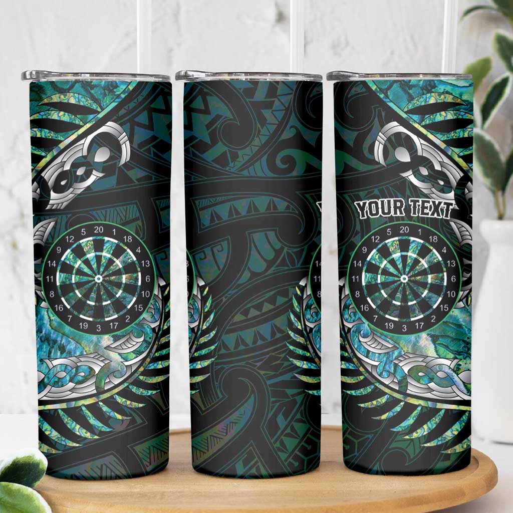 New Zealand Darts Personalised Skinny Tumbler Aotearoa Silver Fern Green Papua Shell Spirit