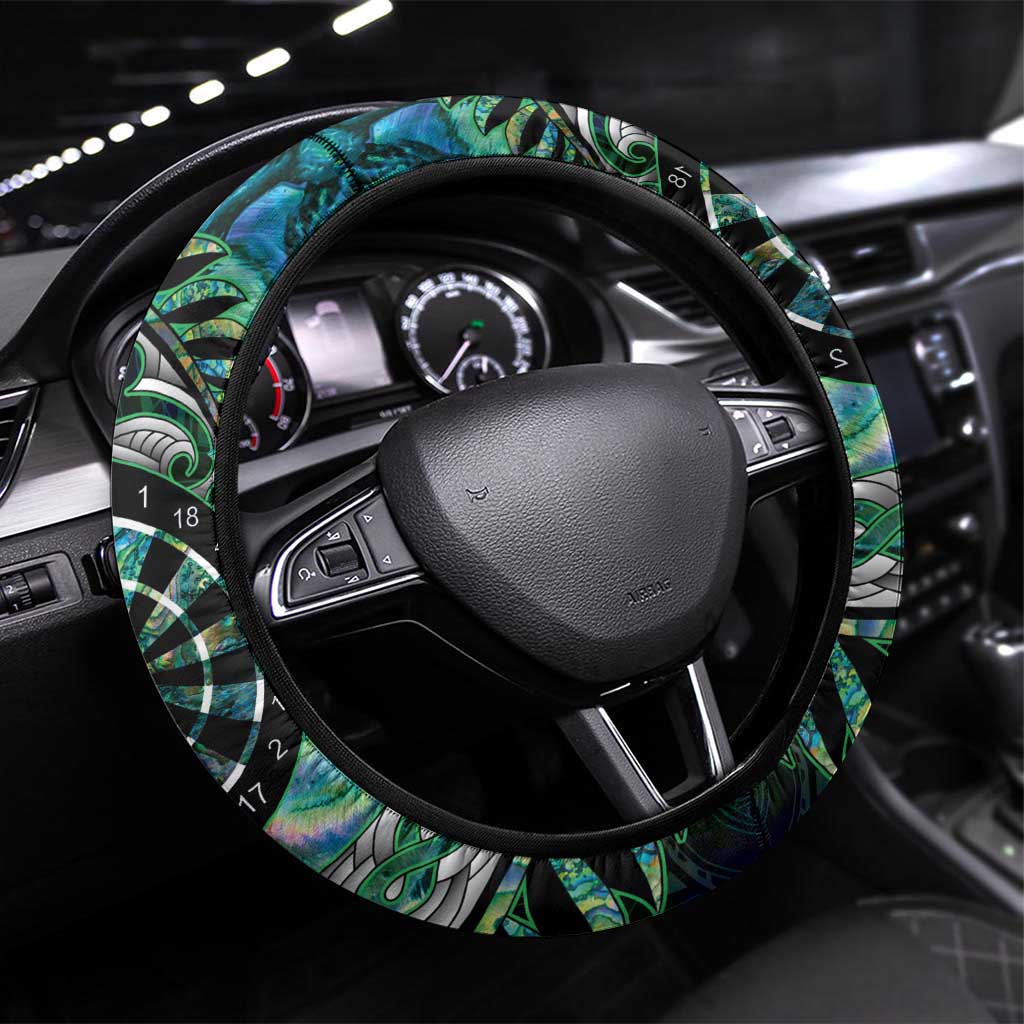 New Zealand Darts Steering Wheel Cover Aotearoa Silver Fern Green Papua Shell Spirit LT9 Universal Fit Green - Polynesian Pride