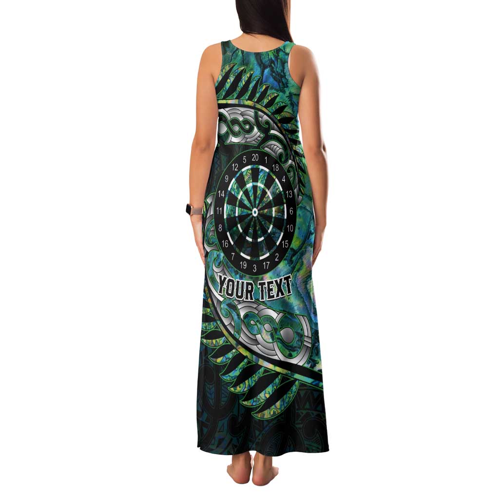 New Zealand Darts Personalised Tank Maxi Dress Aotearoa Silver Fern Green Papua Shell Spirit
