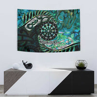 New Zealand Darts Personalised Tapestry Aotearoa Silver Fern Green Papua Shell Spirit