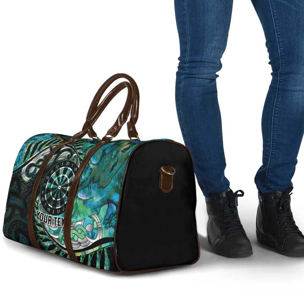 New Zealand Darts Personalised Travel Bag Aotearoa Silver Fern Green Papua Shell Spirit - Polynesian Pride