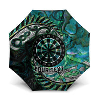 New Zealand Darts Personalised Umbrella Aotearoa Silver Fern Green Papua Shell Spirit - Polynesian Pride