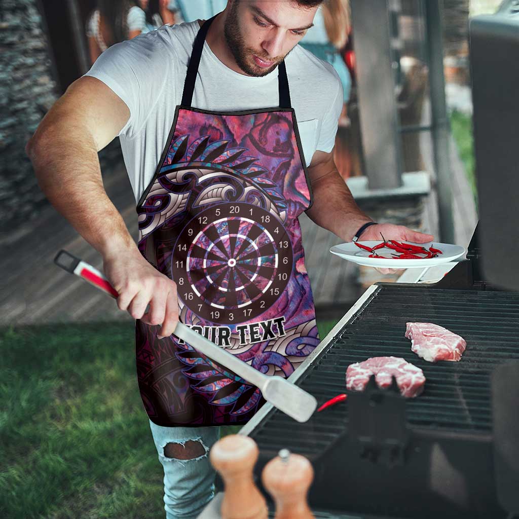 New Zealand Darts Personalised Apron Aotearoa Silver Fern Pink Papua Shell Spirit - Polynesian Pride