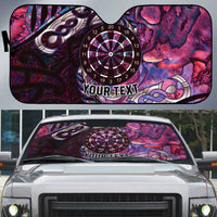 New Zealand Darts Personalised Auto Sun Shade Aotearoa Silver Fern Pink Papua Shell Spirit - Polynesian Pride