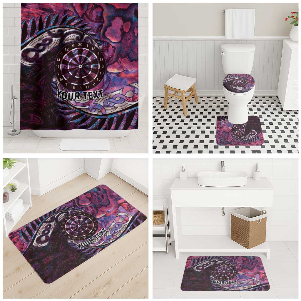 New Zealand Darts Personalised Bathroom Set Aotearoa Silver Fern Pink Papua Shell Spirit - Polynesian Pride