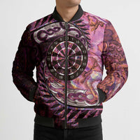 New Zealand Darts Personalised Bomber Puffer Jacket Aotearoa Silver Fern Pink Papua Shell Spirit - Polynesian Pride