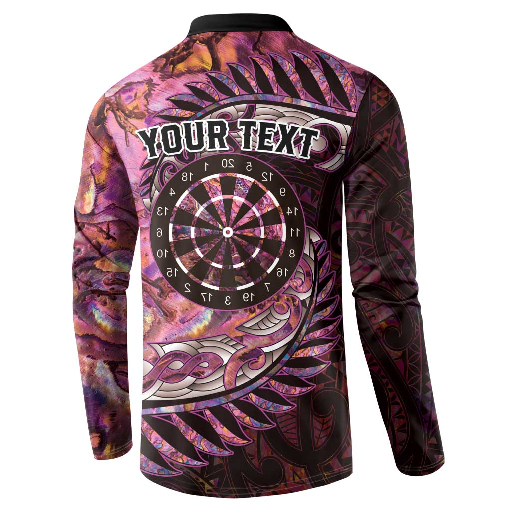 New Zealand Darts Personalised Button Sweatshirt Aotearoa Silver Fern Pink Papua Shell Spirit LT9 - Polynesian Pride