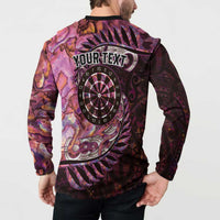 New Zealand Darts Personalised Button Sweatshirt Aotearoa Silver Fern Pink Papua Shell Spirit LT9 - Polynesian Pride
