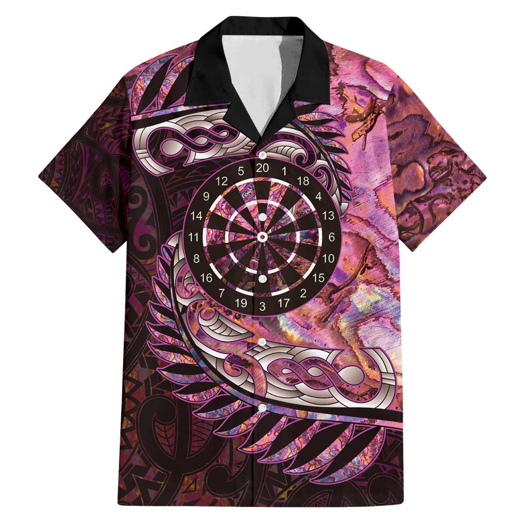 New Zealand Darts Personalised Family Matching Mermaid Dress and Hawaiian Shirt Aotearoa Silver Fern Pink Papua Shell Spirit