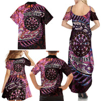 New Zealand Darts Personalised Family Matching Summer Maxi Dress and Hawaiian Shirt Aotearoa Silver Fern Pink Papua Shell Spirit