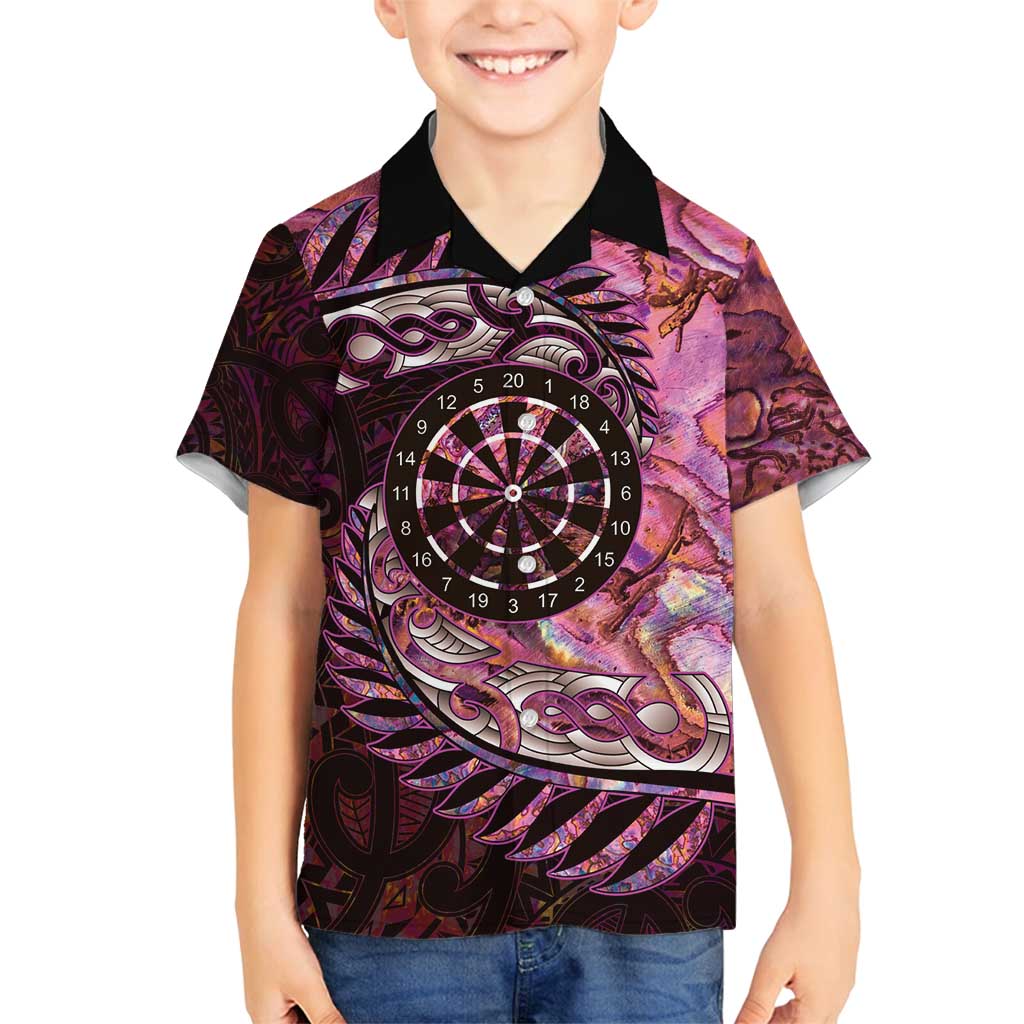 New Zealand Darts Personalised Family Matching Tank Maxi Dress and Hawaiian Shirt Aotearoa Silver Fern Pink Papua Shell Spirit