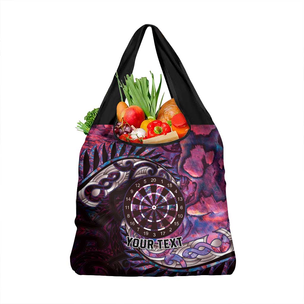 New Zealand Darts Personalised Grocery Bag Aotearoa Silver Fern Pink Papua Shell Spirit