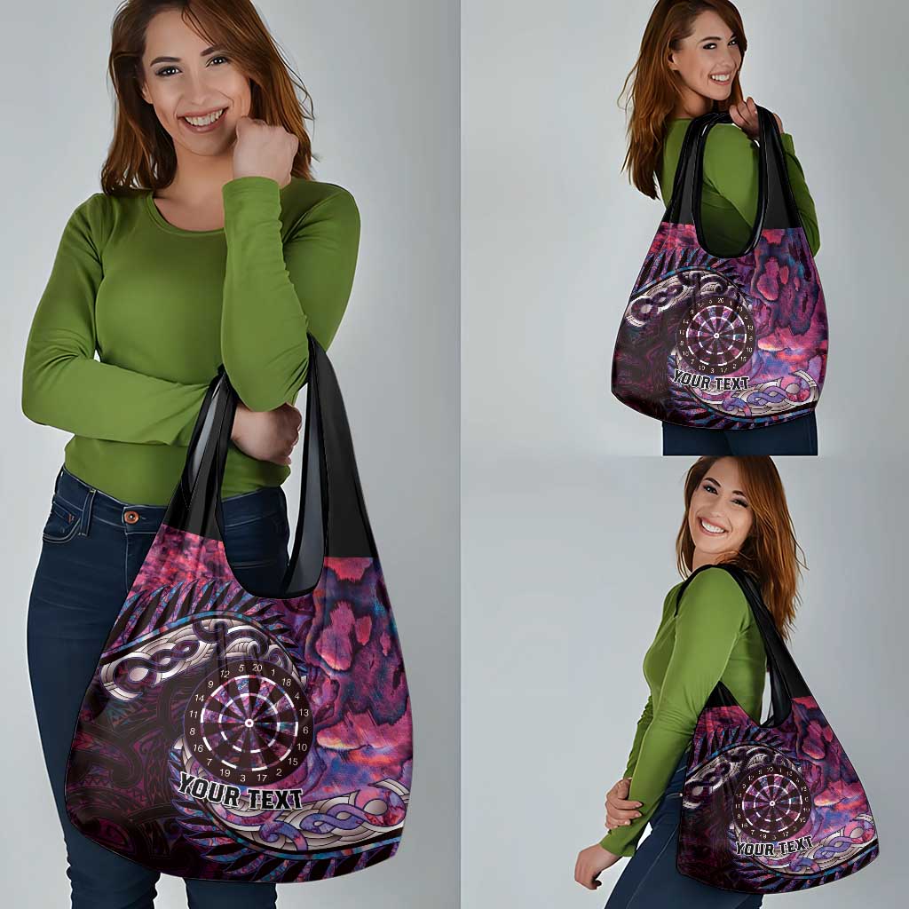 New Zealand Darts Personalised Grocery Bag Aotearoa Silver Fern Pink Papua Shell Spirit