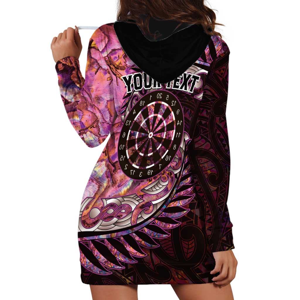 New Zealand Darts Personalised Hoodie Dress Aotearoa Silver Fern Pink Papua Shell Spirit