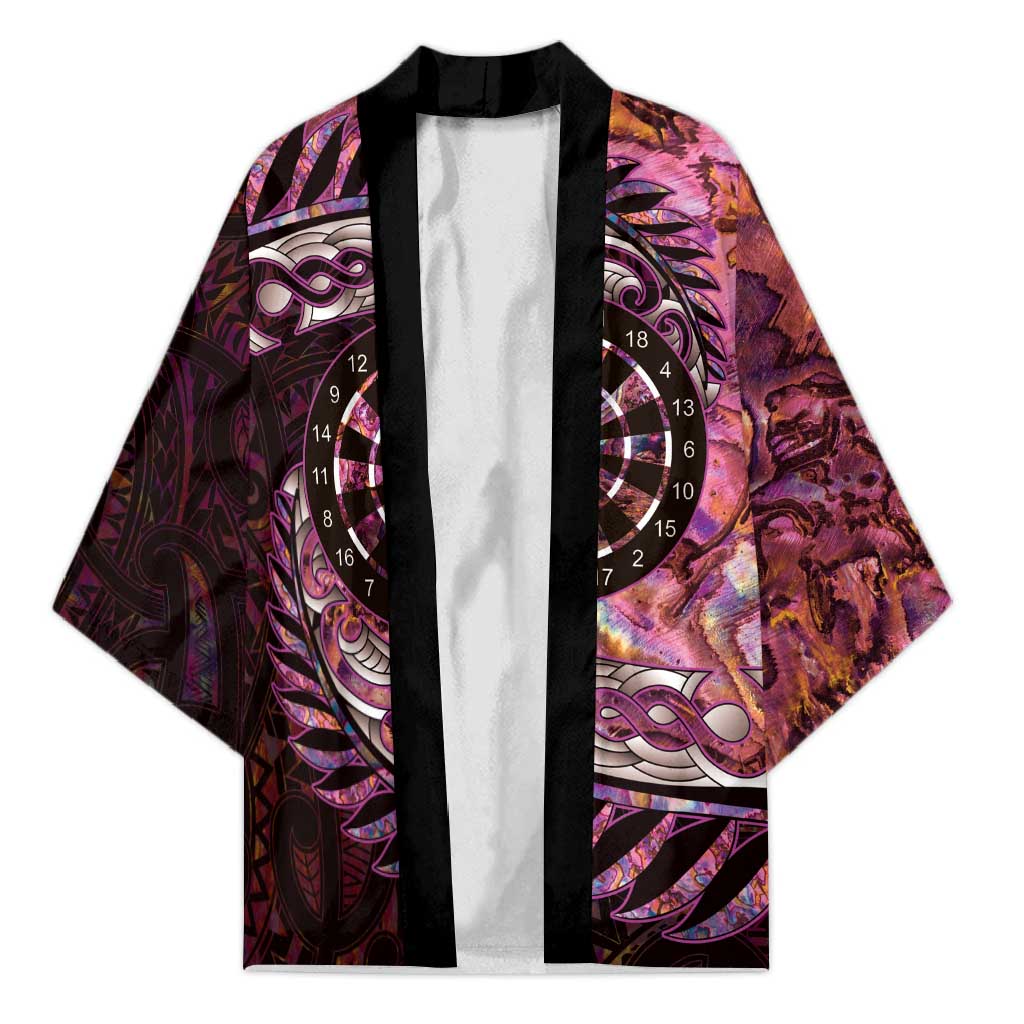 New Zealand Darts Personalised Kimono Aotearoa Silver Fern Pink Papua Shell Spirit - Polynesian Pride