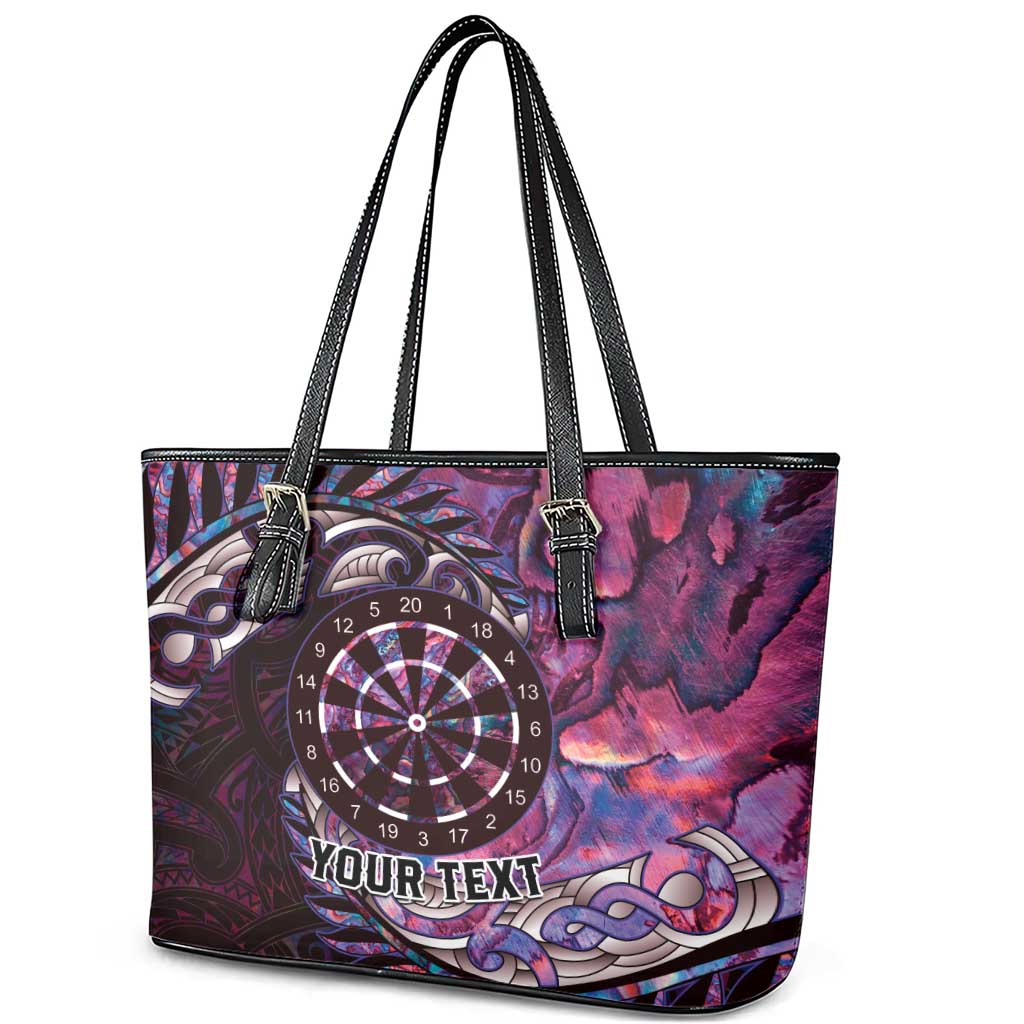 New Zealand Darts Personalised Leather Tote Bag Aotearoa Silver Fern Pink Papua Shell Spirit