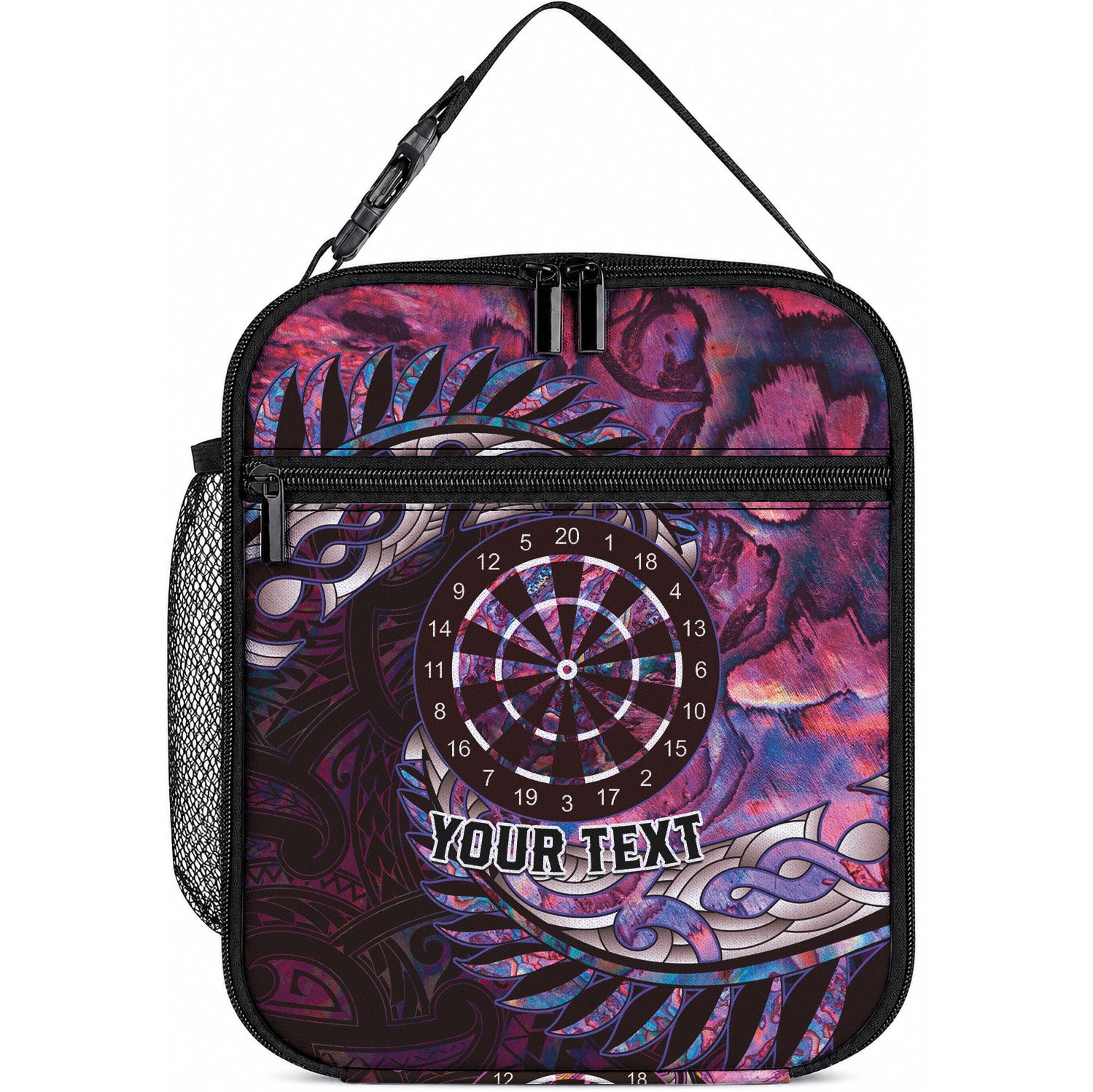 New Zealand Darts Personalised Lunch Bag Aotearoa Silver Fern Pink Papua Shell Spirit LT9 10.2 × 8.3 × 4.3 inch Pink - Polynesian Pride
