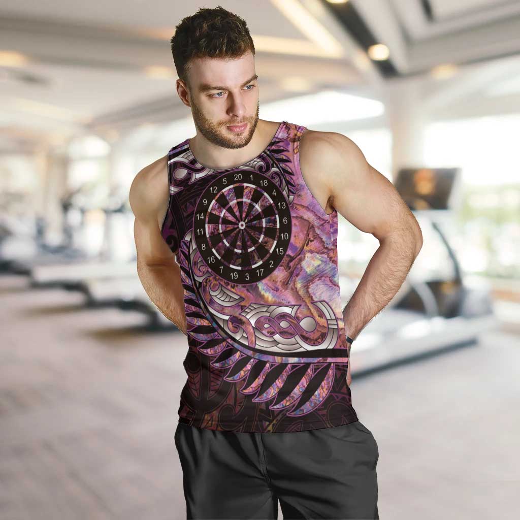 New Zealand Darts Personalised Men Tank Top Aotearoa Silver Fern Pink Papua Shell Spirit LT9 Pink - Polynesian Pride