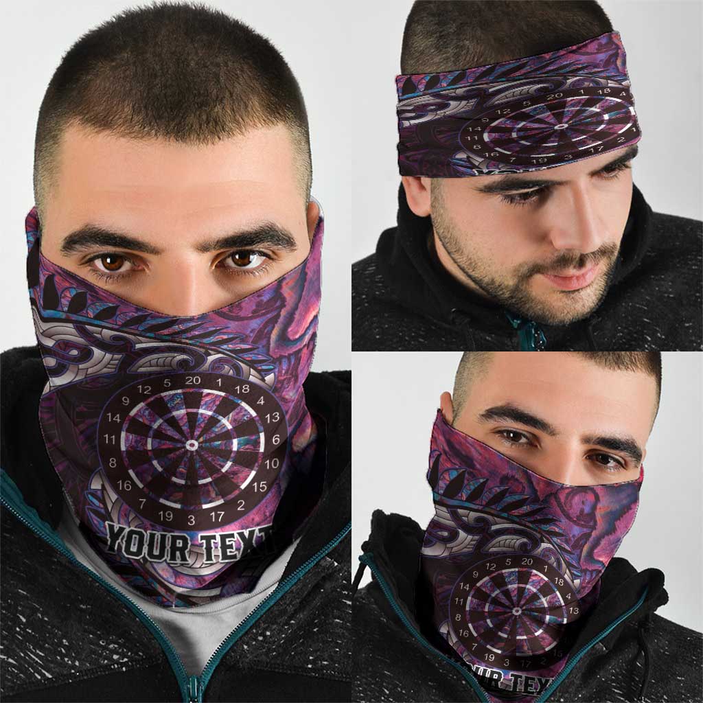 New Zealand Darts Personalised Neck Gaiter Aotearoa Silver Fern Pink Papua Shell Spirit - Polynesian Pride