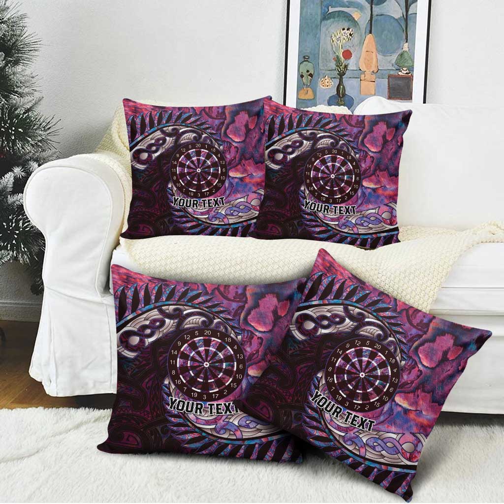 New Zealand Darts Personalised Pillow Cover Aotearoa Silver Fern Pink Papua Shell Spirit - Polynesian Pride