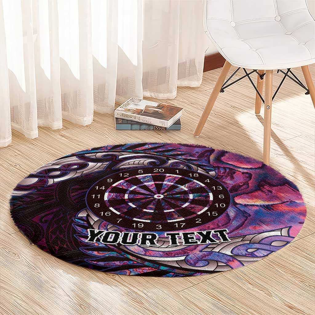 New Zealand Darts Personalised Round Carpet Aotearoa Silver Fern Pink Papua Shell Spirit