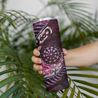New Zealand Darts Personalised Skinny Tumbler Aotearoa Silver Fern Pink Papua Shell Spirit