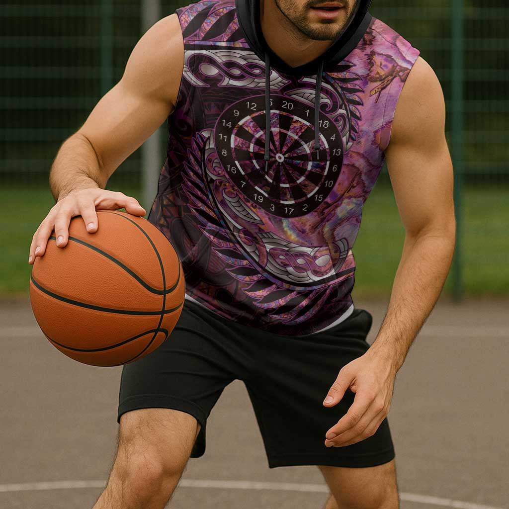 New Zealand Darts Personalised Sleeveless Hoodie Aotearoa Silver Fern Pink Papua Shell Spirit - Polynesian Pride