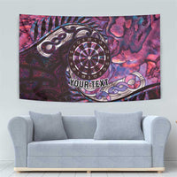 New Zealand Darts Personalised Tapestry Aotearoa Silver Fern Pink Papua Shell Spirit