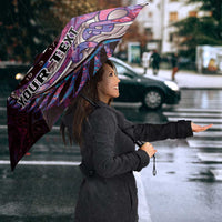 New Zealand Darts Personalised Umbrella Aotearoa Silver Fern Pink Papua Shell Spirit - Polynesian Pride