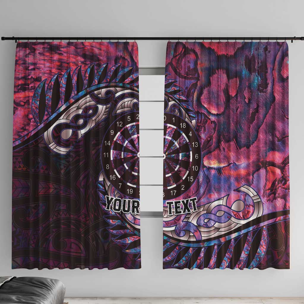 New Zealand Darts Personalised Window Curtain Aotearoa Silver Fern Pink Papua Shell Spirit LT9 With Hooks Pink - Polynesian Pride