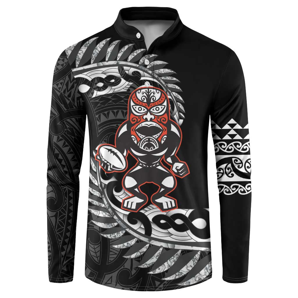 New Zealand Indigenous-Maori Rugby Custom Button Sweatshirt