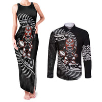 New Zealand Indigenous-Maori Rugby Custom Couples Matching Tank Maxi Dress and Long Sleeve Button Shirt