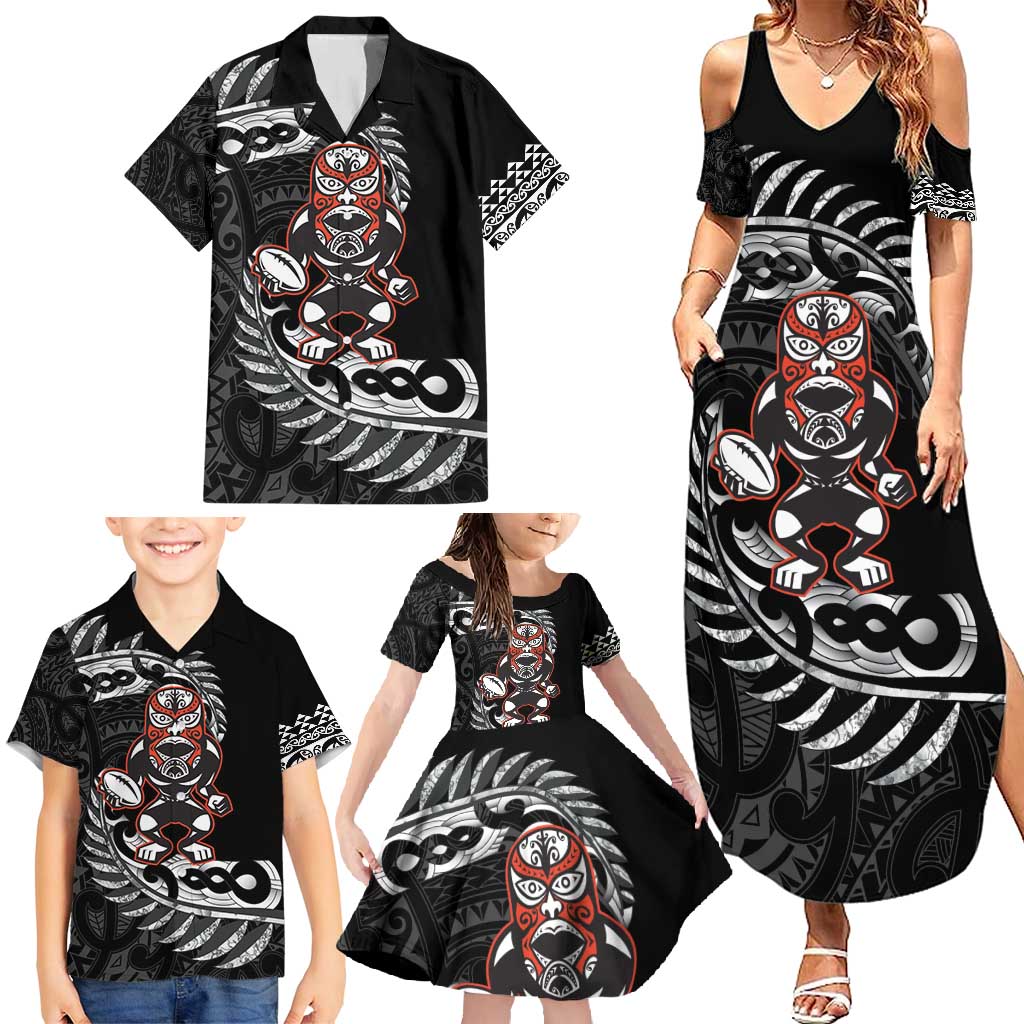 New Zealand Indigenous-Maori Rugby Custom Family Matching Summer Maxi Dress and Hawaiian Shirt