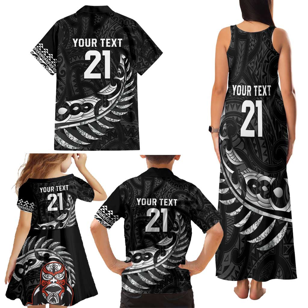 New Zealand Indigenous-Maori Rugby Custom Family Matching Tank Maxi Dress and Hawaiian Shirt